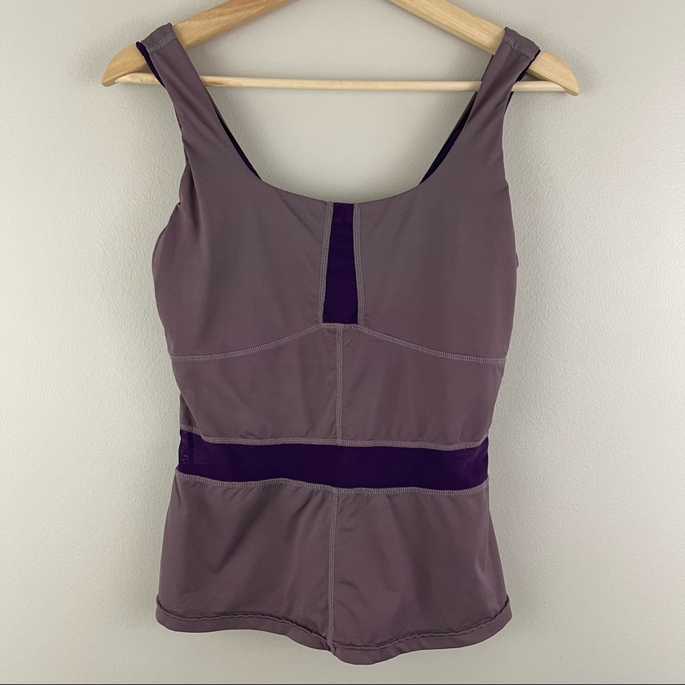 LULULEMON Plum Purple Two Tone Mesh Panel Peplum Athletic Workout Tank Top